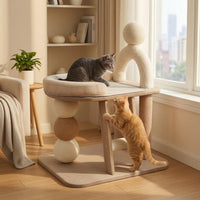 Cat Scratching Surface Bed Toy Balls Cat Climbing Frame Multi Tier Furnishings for Small Apartment