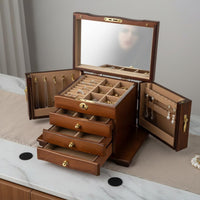 Wooden Jewelry Box Vintage Design Accessory Case Lock and Key