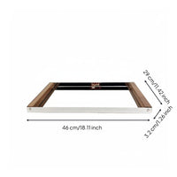 Silver Tray with Wood Handles Easy to Clean Geometric Metal Tray