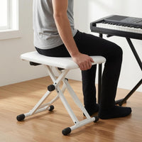 Leather-Covered Foldable Keyboard Bench Portable X-Shaped Keyboard Bench Stable Height Adjustable Piano Stool