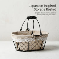 Storage Basket with Double Handles for Shopping and Home Organization, Stainless Steel Fruit and Vegetable