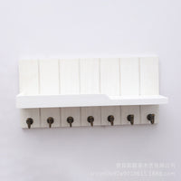 Wooden Wall-Mounted Entryway Key Rack, No Drilling, Wall Hooks, Multi-functional Storage Shelf