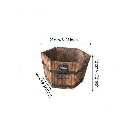 Carbonized Wood Planter Versatile Decor Succulent Plant Pot for Patio, Gardeners