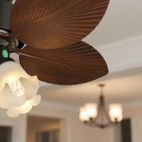 Retro Overhead Fan Light Decorative Vanes Antique Fan Lamp three color dimming for Bedroom, Study