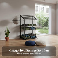 Space Saving Fitness Ball and Mat Rack Large Capacity Fitness Mat Storage Rack Sturdy & Long-Lasting Home Gym Storage Cart Mobile Design