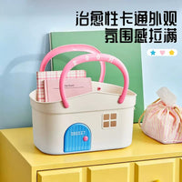 Plastic Bathroom Organizer Basket with Handle, Drainage Holes, Cartoon Style