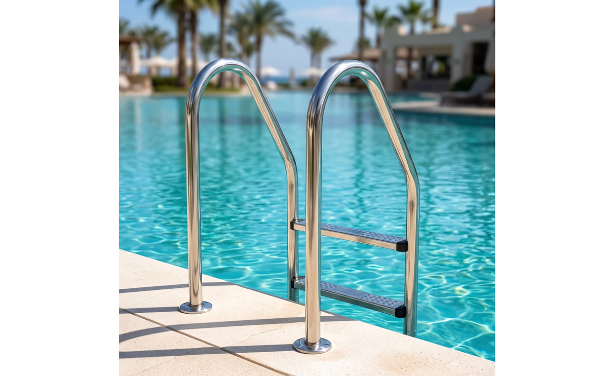 304 Stainless Steel Swimming Pool Ladder Long-Lasting Pool Ladder with Handrails Stable Textured