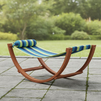 Hammock Chair with Stand Wooden Rocking Hammock Chair Striped Furniture for Garden, Balcony, Reading Corner