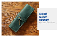 Retro Artistic Pen Roll, Genuine Leather, Premium Cowhide, Multi-Functional Organizer