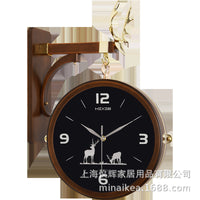 Nordic Double-Sided Wall Clock with Deer Head Design