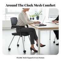 Wheeled Armchair with Perforated Spine Support Breathable Spine Supportrest Wheeled Task Chair Padded Seat High Load Capacity