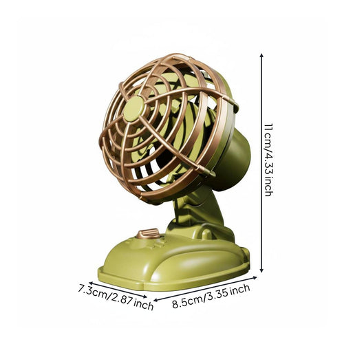 Retro Desk Fan Adjustable Angle Rechargeable Tabletop Fan Quiet for Dorm Room