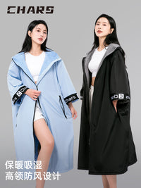 CHARS冬季浴袍游泳训练专用女加厚绒吸水速干冬训浴袍游泳防寒服