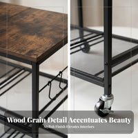 3-Tier Kitchen Cart Hanging Hooks Rolling Kitchen Cart