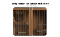enlarged Large Space Wooden Cat Villa Luxury Design Multi-Level Cat Villa Good Ventilation Pet Furniture Multiple entry Points for Indoors, Indoor, Living Room, Bedroom