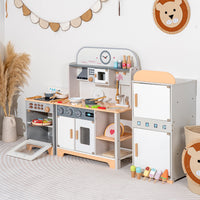 Children's Wooden Vienna Simulation Kitchen with Refrigerator and Oven, Baby Simulated Cooking Pretend Play Educational Toy