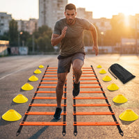 Agility Ladder Training Kit Flat-Rung Speed Ladder with Cones Disc Cone for Coaches, Families