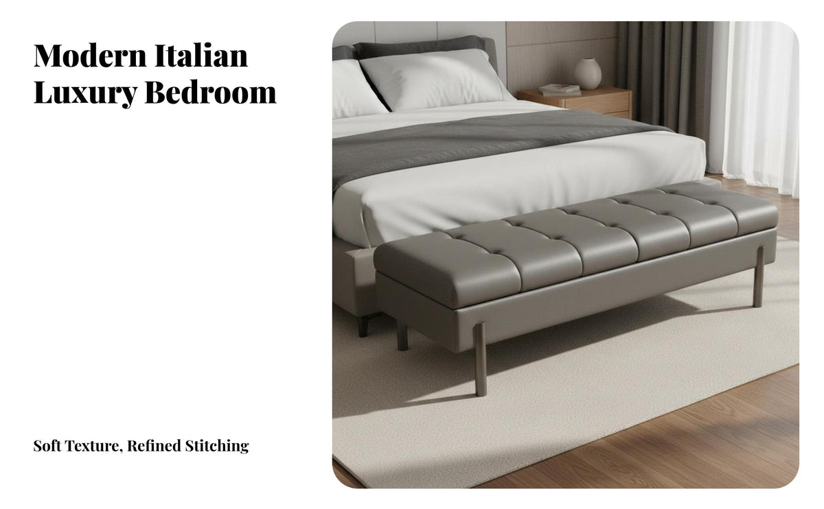 Light Luxury Design End of Bed Bench Comfortable Seating Upholstered Bed End Ottoman High-Resilience Cushion Modern Long Stool Multifunctional for Homeowners, Families, Pet Owners, Living Room, Hallway, Walk-in Closet