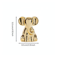 White Elephant Sculpture with Gold Heart for Living Room, Office Desk