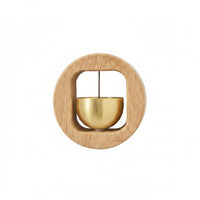 Japanese Design Entryway Brass Bell Crisp Pleasant Sound Wooden Frame Door Chime Solid Wood for Shop, Bedroom