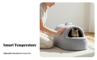 Heated Pet Den Automatic Heating Heated Feline Cave Private and Snug Pet House for Felines, Small Dogs, Cold Weather, Indoors, Living Room