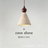 Vintage Bedside Pendant Light Retro Wabi-Sabi Style with Yellow Travertine for Hotel Restaurant