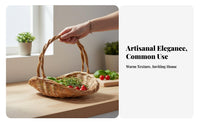 Fruit Picking Basket Hand-Woven Handled Gathering Basket Handmade for outdoor mealkers