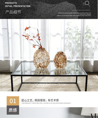 轻奢中古玻璃花瓶丹客厅高级感透明创意几何插花器餐桌艺术摆件品