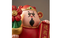 God of Prosperity Statue with Scroll Chinese God Figurine with Gold Base Feng Shui Desktop Ornament for Collectors, Reception Desk