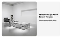 3 Pieces Elegant Design Marble Pattern Block Coffee Table High Hardness Sintered St Single Center Table Scratch-Resistant Modern Marble Top Tables Stable Structure for Interior Designers, Apartment Dwellers, Adults, Hotel Lobby, Reception Area, Lounge