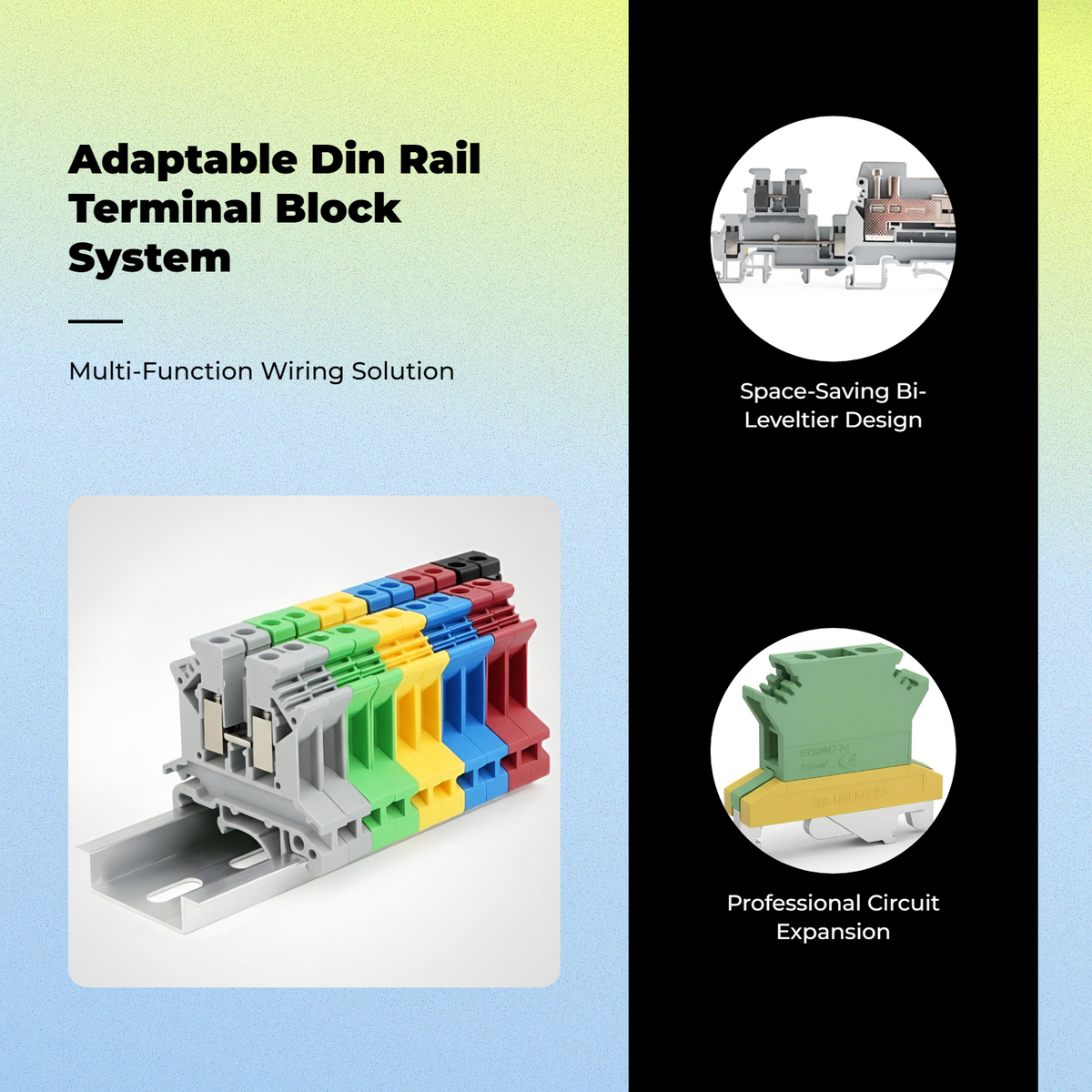 UK-2.5B Din Rail Terminal Block, Screw Connection, Insulated