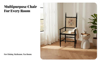 Cane Rear Dining Chair Woven Rearrest Cane Rear Armchair Sturdy Wood Frame Vintage & Design for Homeowners, Living Room, Cafe