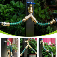 Garden Hose Extender with Spring Safeguarding Hardware Leak-Resistant