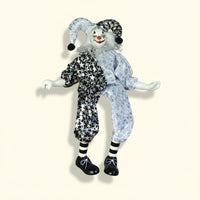 Hanging Leg Clown Doll Handmade Harlequin Doll Decorative for Shelf