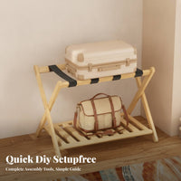 Bamboo Suitcase Holder Folding Luggage Rack Compact