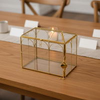 Wedding Card Box Decorative Transparent Card Box Gold Frame for Birthday, Brides