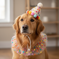 Pet Birthday Bandana and Hat Set for Cats and Dogs - Photo Prop and Decorative Collar