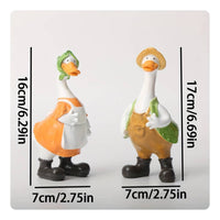 Resin Duck Statue Weather-Resistant Farmer Duck Figurine Hand-Painted for Yard
