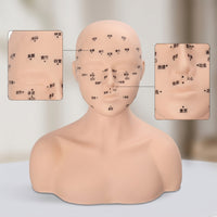 PVC Mannequin Head with Shoulders Soft Acupoint Training Model Mannequin Head with Shoulders Flesh-Toned Realistic
