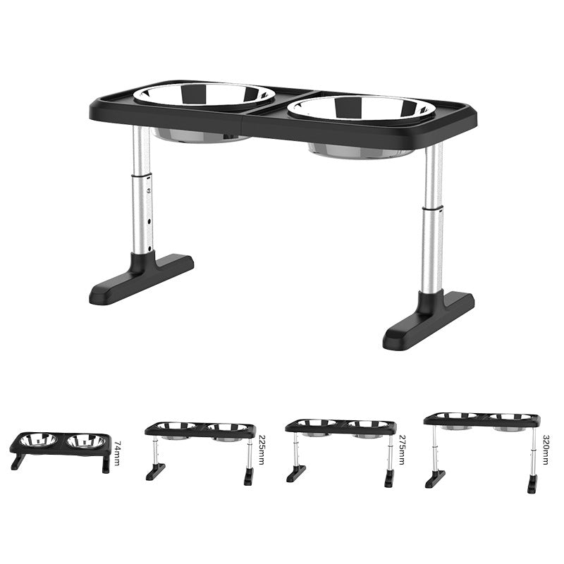 Adjustable Height Folding Stainless Steel Pet Bowl with Double Bowls