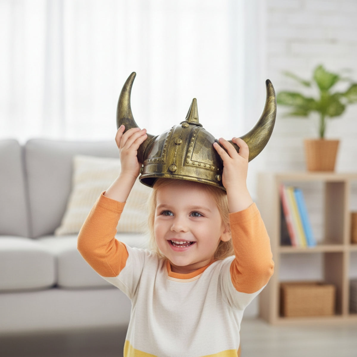 Ancient Seafarer Helmet with Antlers Silver-Toned Helmet with Antlers Lightweight Horned Hat for Halloween, Cosplay, Costume Parties