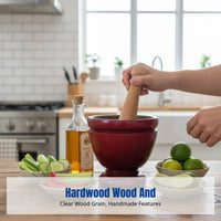 Wooden Mortar and Pestle, Thai Style, Handmade, Solid Wood, Multi-Size for Chicken Feet, Cucumber, Kitchen, Commercial