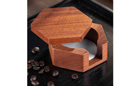 Hexagonal Coffee Filter Holder with Cutout Wooden Coffee Filter Holder Compact Organizer Solid Wood for Baristas, Kitchen Counter