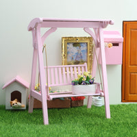 1:12娃娃屋dollhouse迷你家具花园微场景木质微缩工艺品秋千摆件