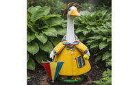 Goose Clothes with Hat and Umbrella Rainbow Trim Goose Raincoat Costume for Lawn