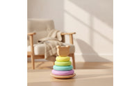 Pastel Stacker Toy with Bear Topper Early Learning Stacking Stacker with Bear Topper Educational Educational Stacking Toy Non for Babies, Daycare