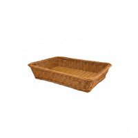 rectangular Woven Fruit Basket Imitation Rattan Basket Multi-Functional Woven Bread Serving Tray for Supermarket, Restaurant, Dining Table
