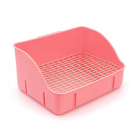 Rabbit Litter Tray with Grid High-Back Litter Box with Grid Low-Front for Cages