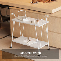 2-Tier Rolling End Table Sturdy Serving Trolley Easy to Clean for Living Room