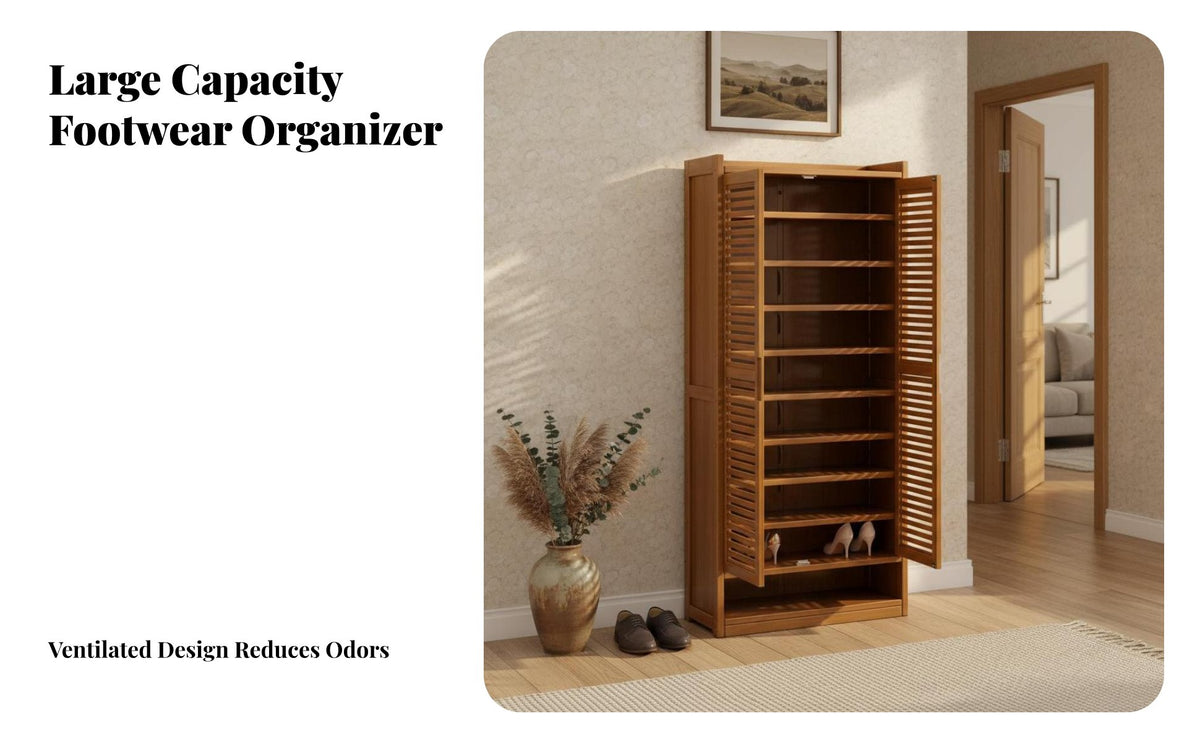 Multi-Tier Shoe Storage Cabinet Space-Saving Bamboo Footwear Storage Unit Large Capacity for Apartment Dwellers, Homeowners, Hallway, Bedroom